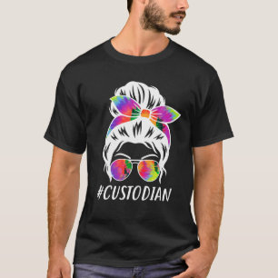 Custodian Squad Tie Dye Messy Bun Girl School Clea T Shirt