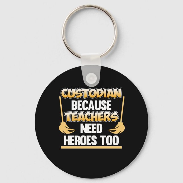 Custodian Teacher Hero School Caretaker Janitor Gr Nyckelring (Framsida)