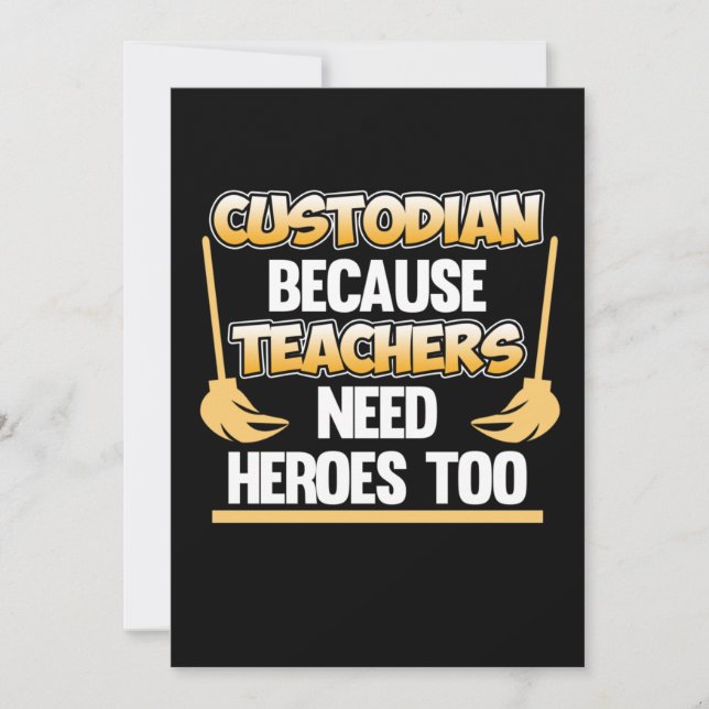 Custodian Teacher Hero School Caretaker Janitor Gr Tack Kort (Framsida)