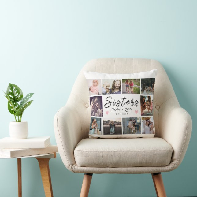 Custom 10 Photo Throw Pillow – Personalized Gift Kudde (Stol)