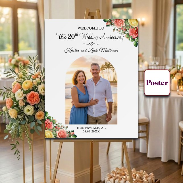 Custom 1 Photo 20th Wedding Anniversary Welcome  Poster (Skapare uppladdad)