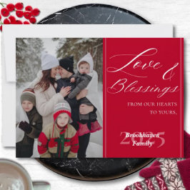 Custom 1 Photo Family Name Year Luxurious Script Kort