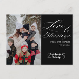 Custom 1 Photo Luxurious Script Family Name Year Helg Vykort