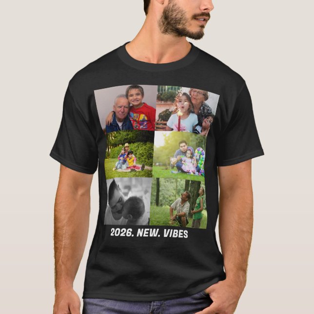 Custom 2026 vibes 6 photo collage  t shirt (Framsida)