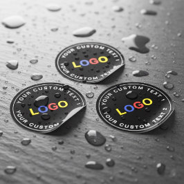 Custom 30 Business Logo, Black Waterproof Stickers