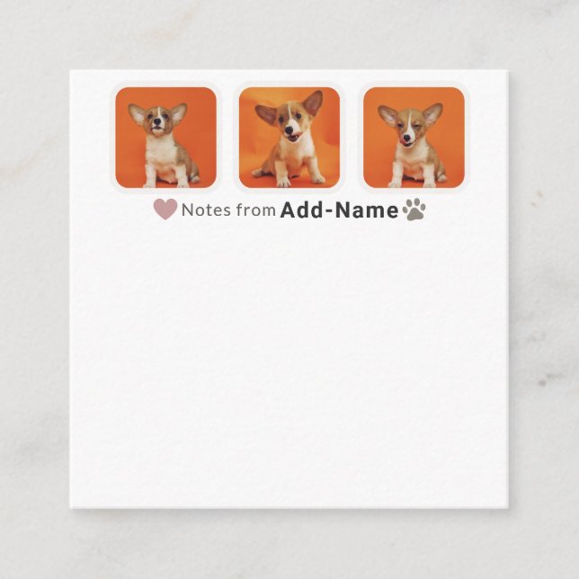 Custom 3 Photo Collage Pet Dog Name Picture On Anteckningskort (Framsida)
