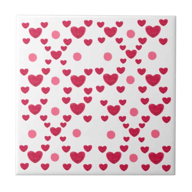 Custom 3D Jelly Hearts & Polka Dots Cute Pattern Kakelplatta (Framsidan)