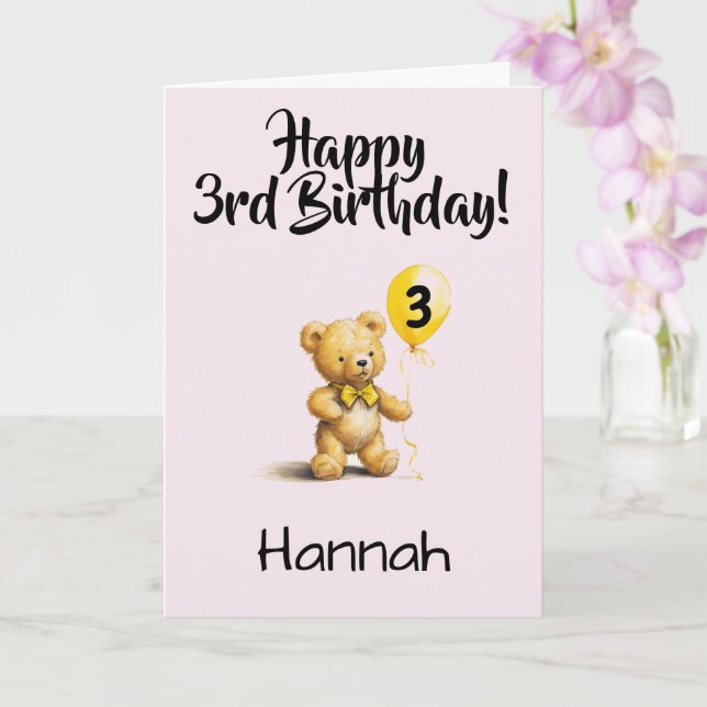 Custom 3rd Birthday Congratulations, Personalized Kort (Orkide)