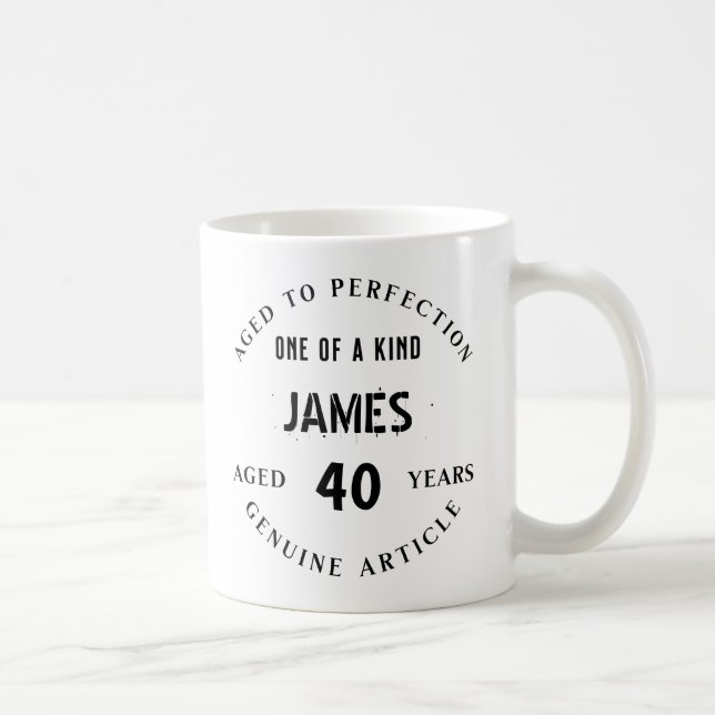 Custom 40th Birthday Mug - Aged to Perfection - Pe Kaffemugg (Höger)