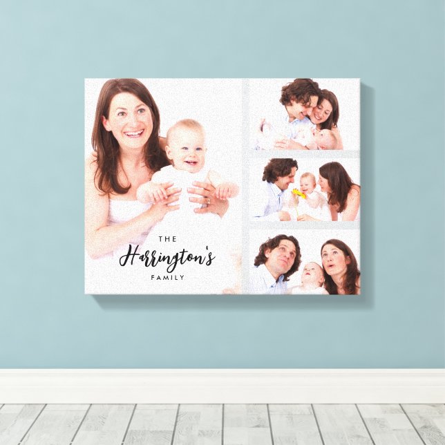 Custom 4 Family Photos Collage Rectangle Frame Canvastryck (Insitu (trägolv))