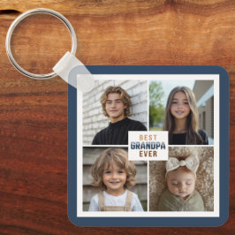 Custom 4 Photo Collage Best Grandpa Ever Nyckelring