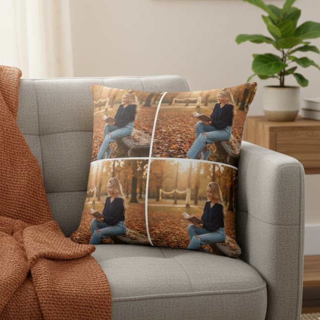 Custom 4-Photo Collage Pillow – Personalized Gift Kudde (Skapare uppladdad)
