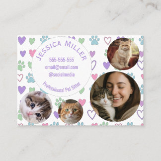 Custom 4-Photo Pet Sitter Business Card  Visitkort