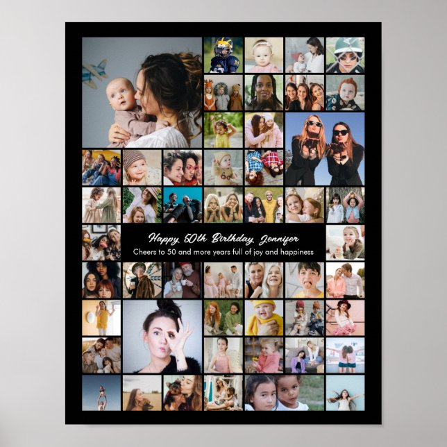 Custom 50 Picture Photo Collage 50th Birthday Poster (Framsidan)