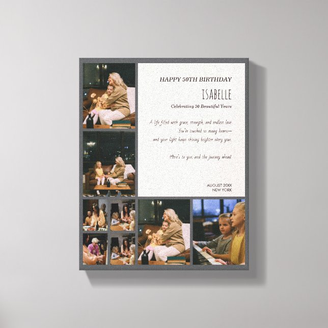 Custom 50th Birthday Photo Collage Canvas Print (Framsida)