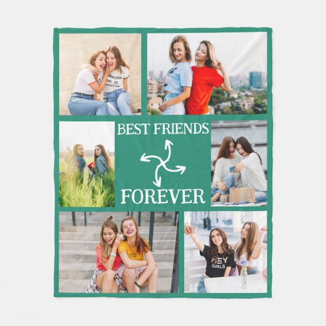 Custom 6 Photo Vertical BFF Gift for Her Text Fleecefilt (Framsidan)