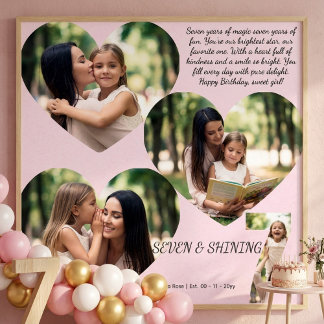 Custom 7th Birthday Photo Collage Poster