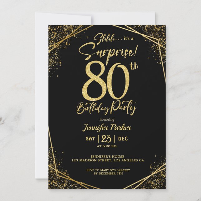 Custom 80th Birtrhday Invitation Inbjudningar (Framsida)