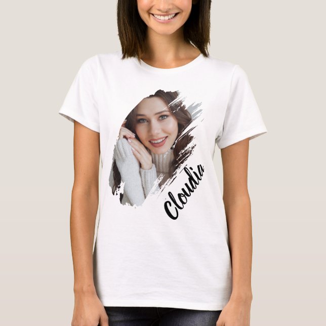 Custom Add Photo And Text T Shirt (Framsida)