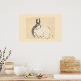CUSTOM Adorable Japanese Rabbit Art Print by Kono  Poster