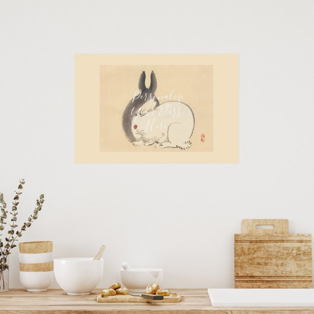 CUSTOM Adorable Japanese Rabbit Art Print by Kono  Poster (Kök)