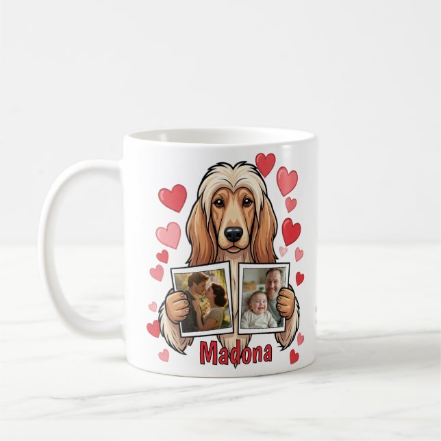 Custom Afghan Hound Photo Heart Coffee Mug Kaffemugg (Vänster)