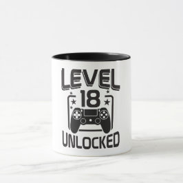 Custom Age Level 18 Unlocked Birthday Gamer Mug Mugg