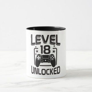 Custom Age Level 18 Unlocked Birthday Gamer Mug Mugg