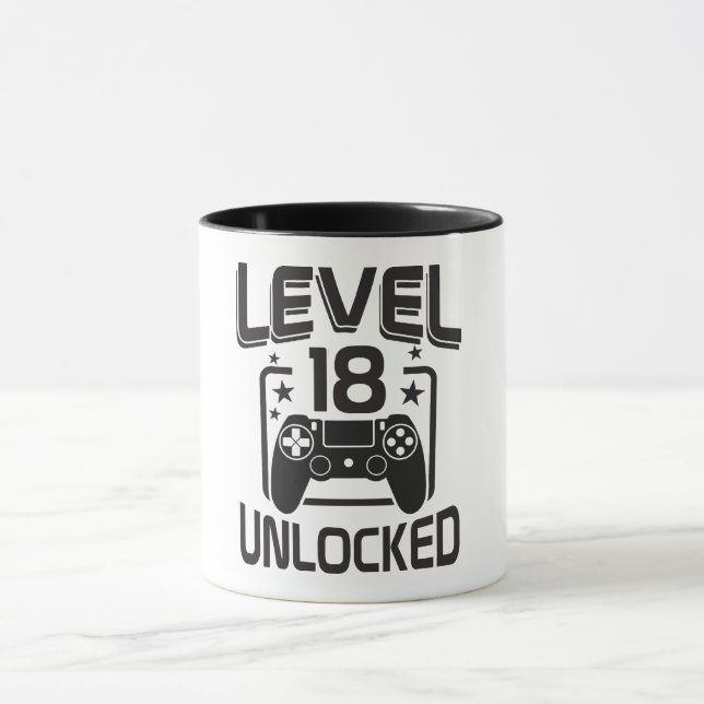 Custom Age Level 18 Unlocked Birthday Gamer Mug Mugg (Center)