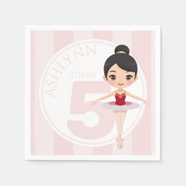 Custom Age & Name Pink Ballet Girls Birthday Pappersservett