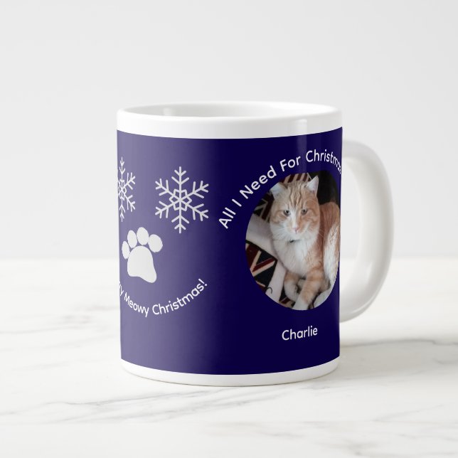 Custom All I Need Cat Photo Specialty Mug Jumbo Mugg (Framsida höger)