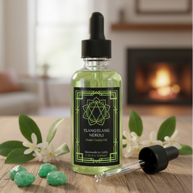 Custom Anahata Heart Chakra Essential Oil Label Vinetikett (Skapare uppladdad)