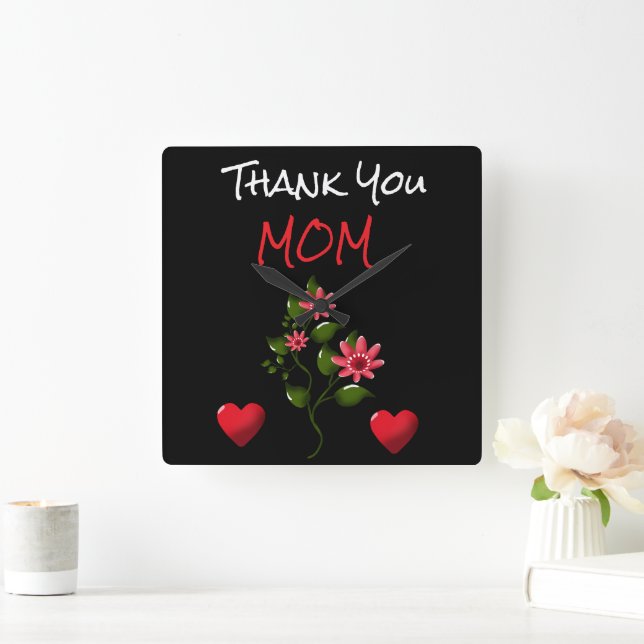 Custom and personalized floral gift  fyrkantig klocka (Hem)
