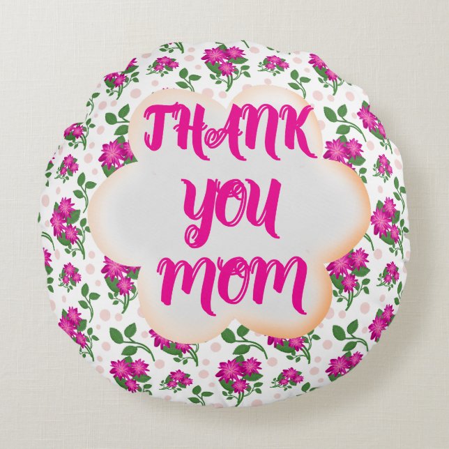 Custom and personalized floral pattern  rund kudde (Framsidan)