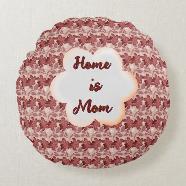 Custom and personalized mother's day floral gift  rund kudde (Framsidan)