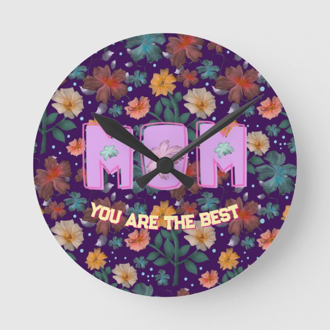 Custom and personalized mother's day gift  lumbar rund klocka (Framsida)