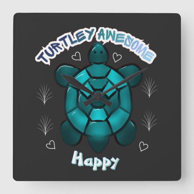 Custom and personalized turtle lover gift  fyrkantig klocka (Framsida)