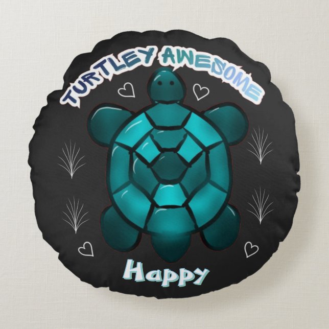 Custom and personalized turtle lover gift  rund kudde (Framsidan)