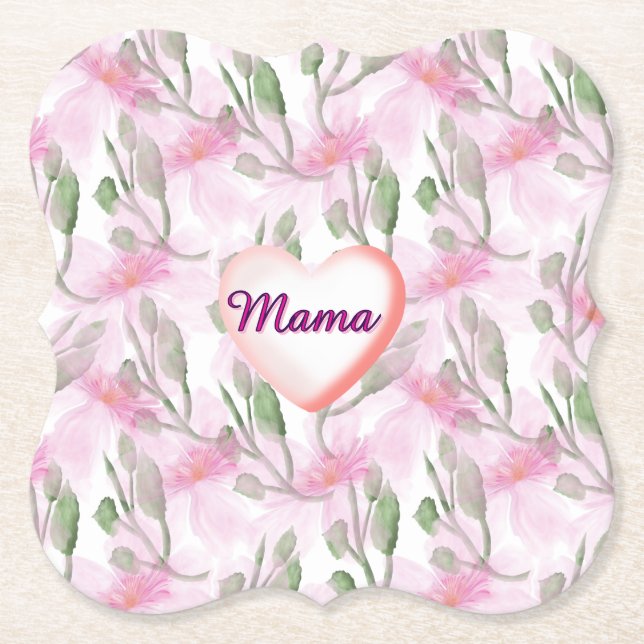 Custom and Personalized  watercolor floral gift  Underlägg Papper (Framsida)