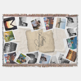 Custom Anniversary Photo Collage with Linen Filt