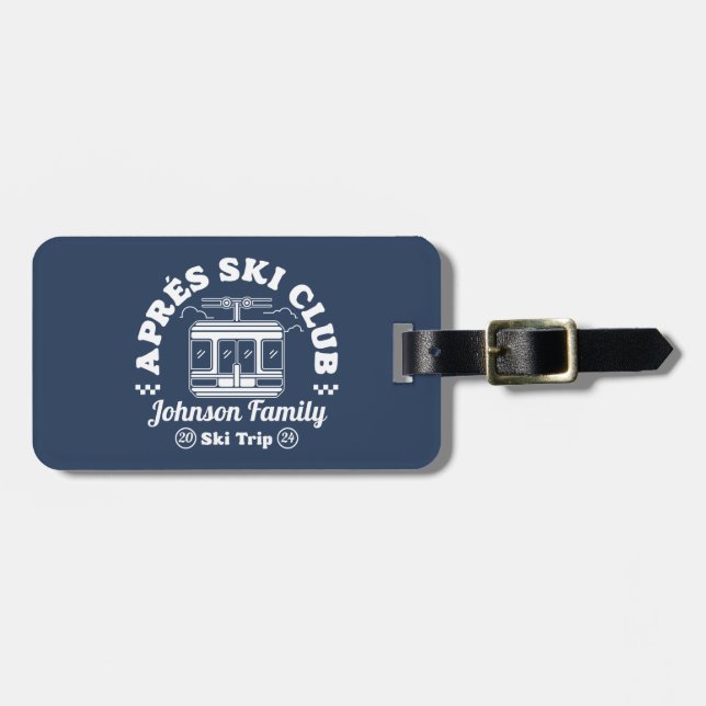 Custom Apres Ski Family Friends Ski Trip Group Bagagebricka (Horisontell Framsida)
