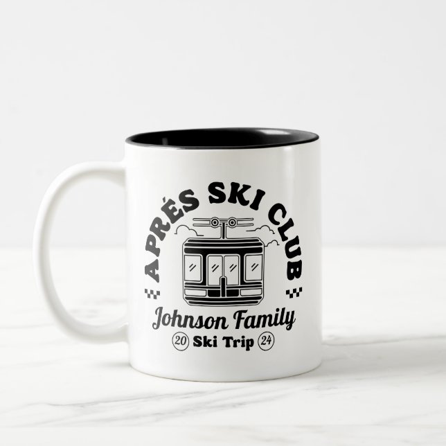 Custom Apres Ski Family Friends Ski Trip Group Två-Tonad Mugg (Vänster)