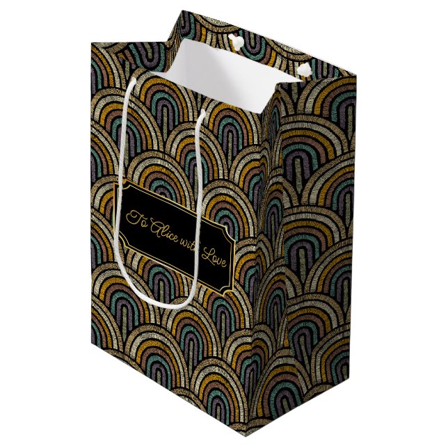 Custom Art Deco Embroidered-Style Paper Bag  (Framsidan Vinklad)