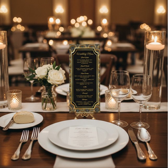 Custom Art Deco Embroidered-Style Wedding Menu Meny (Skapare uppladdad)