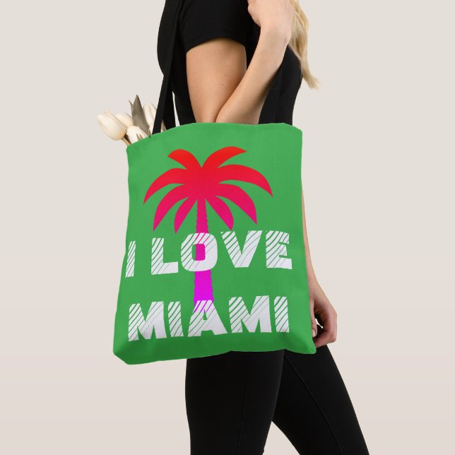 Custom attractive vibrant I love Miami Green Tygkasse (Närbild)