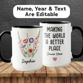 Custom August Birth Flower - Personalized Name Mugg