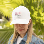 Custom Aunt Hat | Soft Pink Retro  Keps<br><div class="desc">Celebrate the new or proud aunt in your life with this stylish retro-inspired trucker hat. Featuring the word “AUNT.” in soft pink, with a personalized name and "EST." year below, this custom cap makes a thoughtful and fun gift for baby announcements, gender reveals, birthdays, or just because. Comfortable and adjustable,...</div>