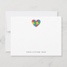 Custom Autism Puzzle Heart Note Card Anteckningskort