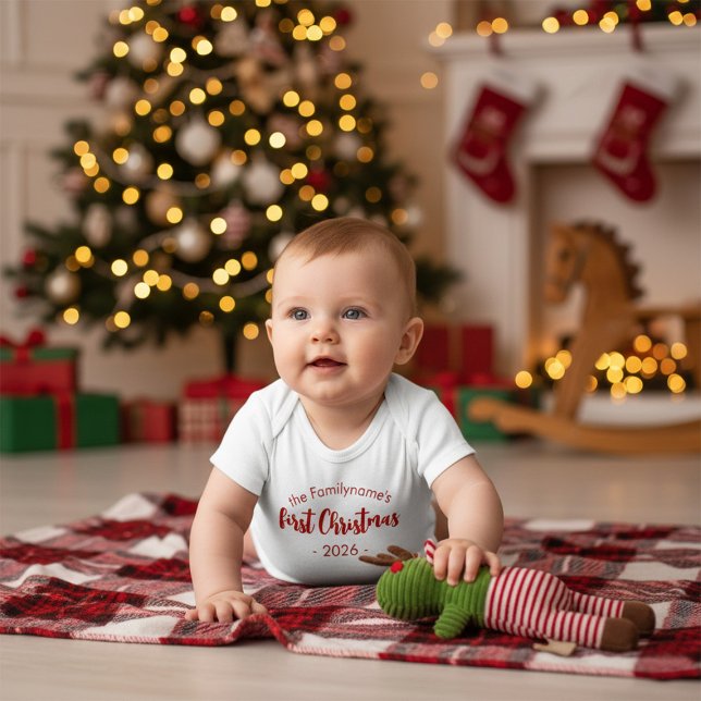 Custom Baby Bodysuit Family Name First Christmas T Shirt (Skapare uppladdad)