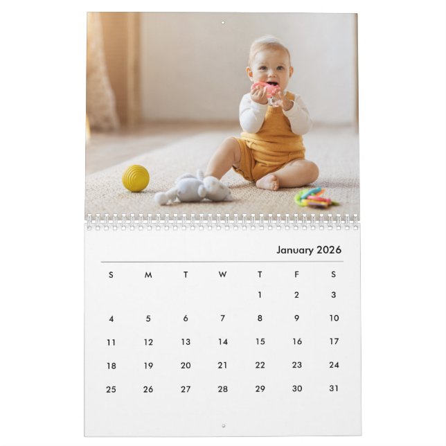 Custom Baby Girl & Family 14 Photo Calendar 2026 Kalender (Jan 2026)